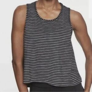 Athleta Chi Striped Muscle Tank in Black & Grey Size M